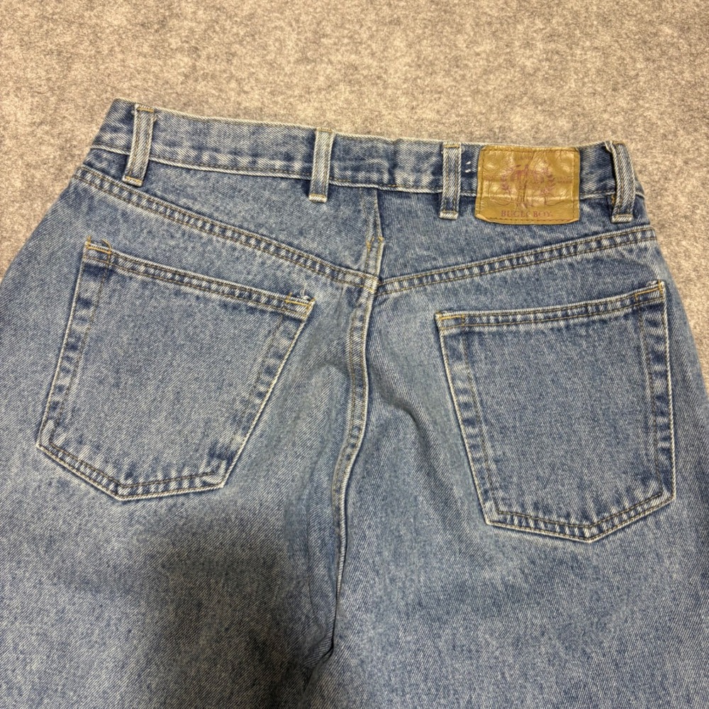 Vintage Bugle Boy Gold Crest Baggy Fit Jeans M 31x32 Light Wash Blue 90s Denim